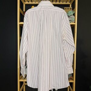 Burberry Striped Button Up Collar Dress Shirt Pink